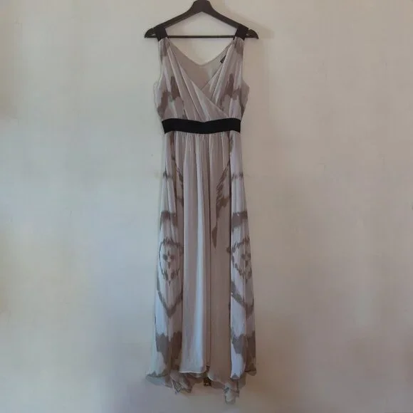 express flowy dress Mustard Seed Olivia White Halter Maxi Dress - Size L - Empire Waist, Side Slit, Lightweight Woven Fabric main image 1